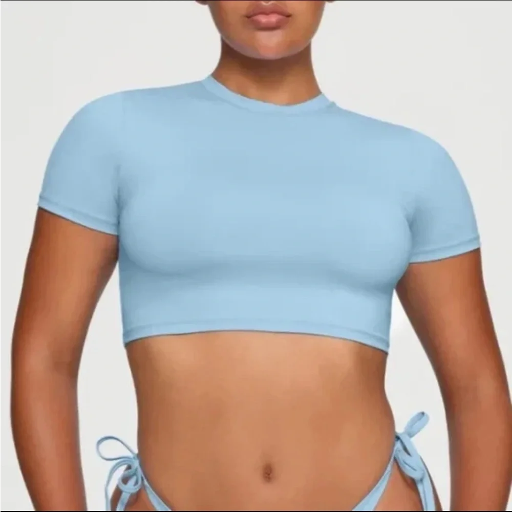 SKIMS RECYCLED SWIM SHIRT IRIS BLUE NWT 4X